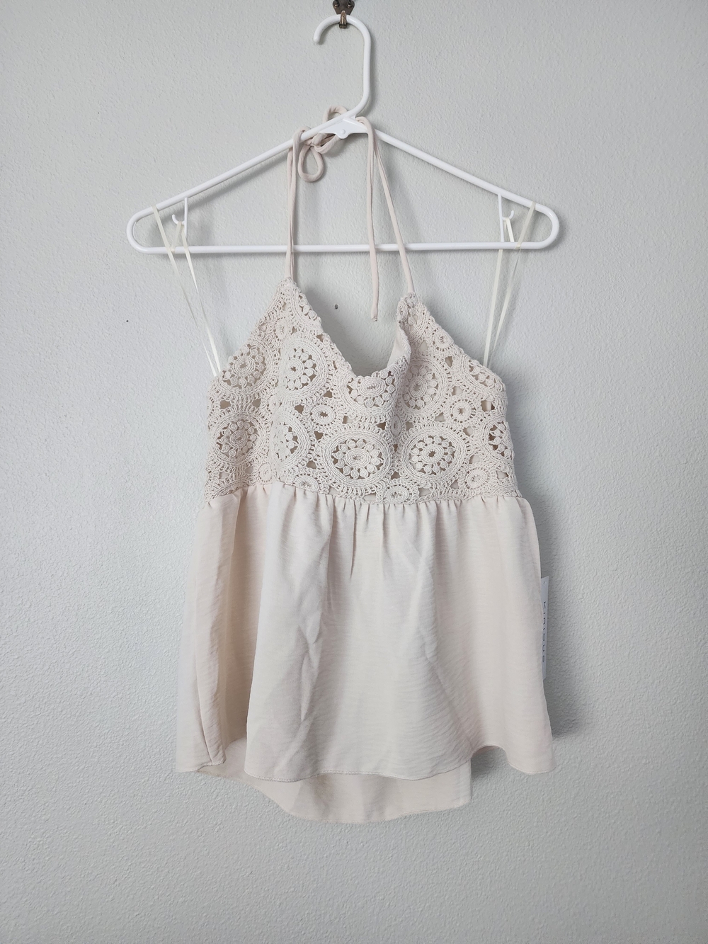 Cream Crochet Halter Camisole Top Kirious Los Angeles.